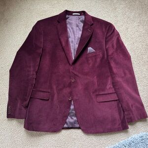 Men's Alfani Burgundy Sport Coat Velvet Blazer 46R